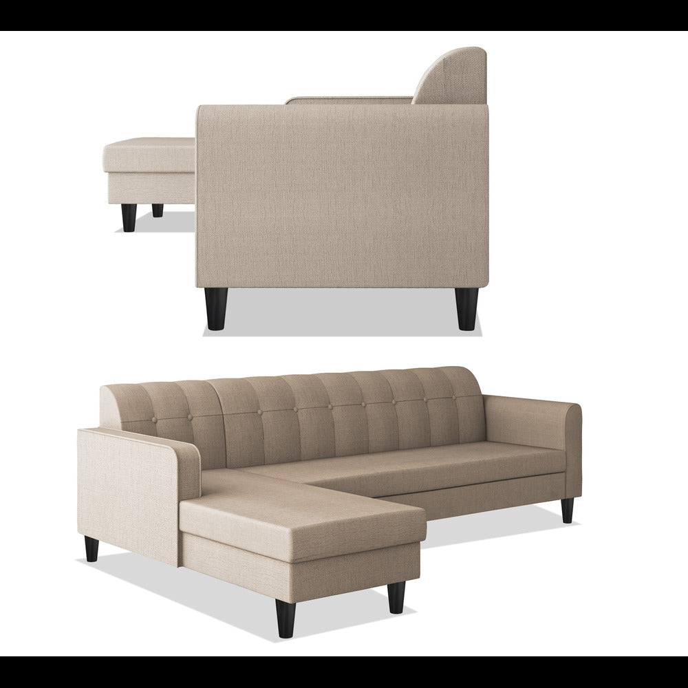 Adorn India Rio Elegant L Shape 6 Seater Sofa Set (Lhs) (Beige) (3 Year Warranty)