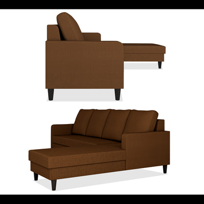 Adorn India Chandler Plain L Shape 6 Seater Sofa Set RHS (Brown) (3 Year Warranty)