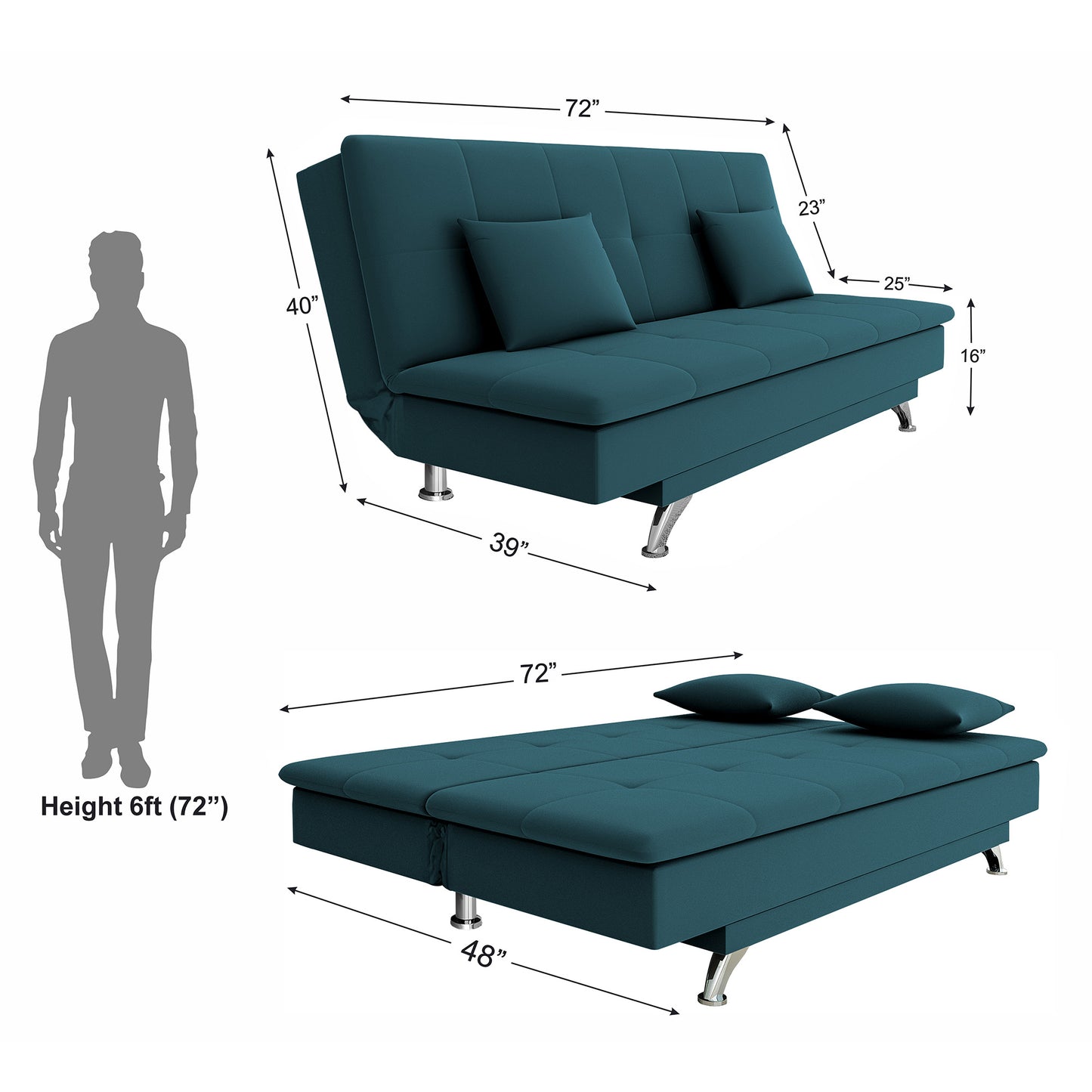 Adorn India A New Aspen 3 Seater Sofa Cum Bed 4X6