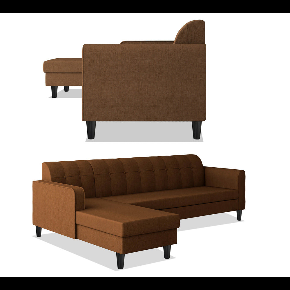 Adorn India Rio Elegant L Shape 6 Seater Sofa Set (Lhs) (Brown) (3 Year Warranty)