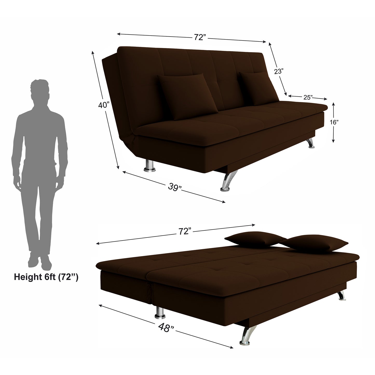 Adorn India A New Aspen 3 Seater Sofa Cum Bed 4X6