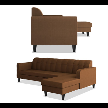 Adorn India Rio Elegant L Shape 6 Seater Sofa Set (RHS) (Brown) (3 Year Warranty)