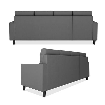 Adorn India Darcy L Shape 8 Seater Sofa Set with Center Table and 2 Ottoman Puffy (Lhs) (Grey) (3 Year Warranty)