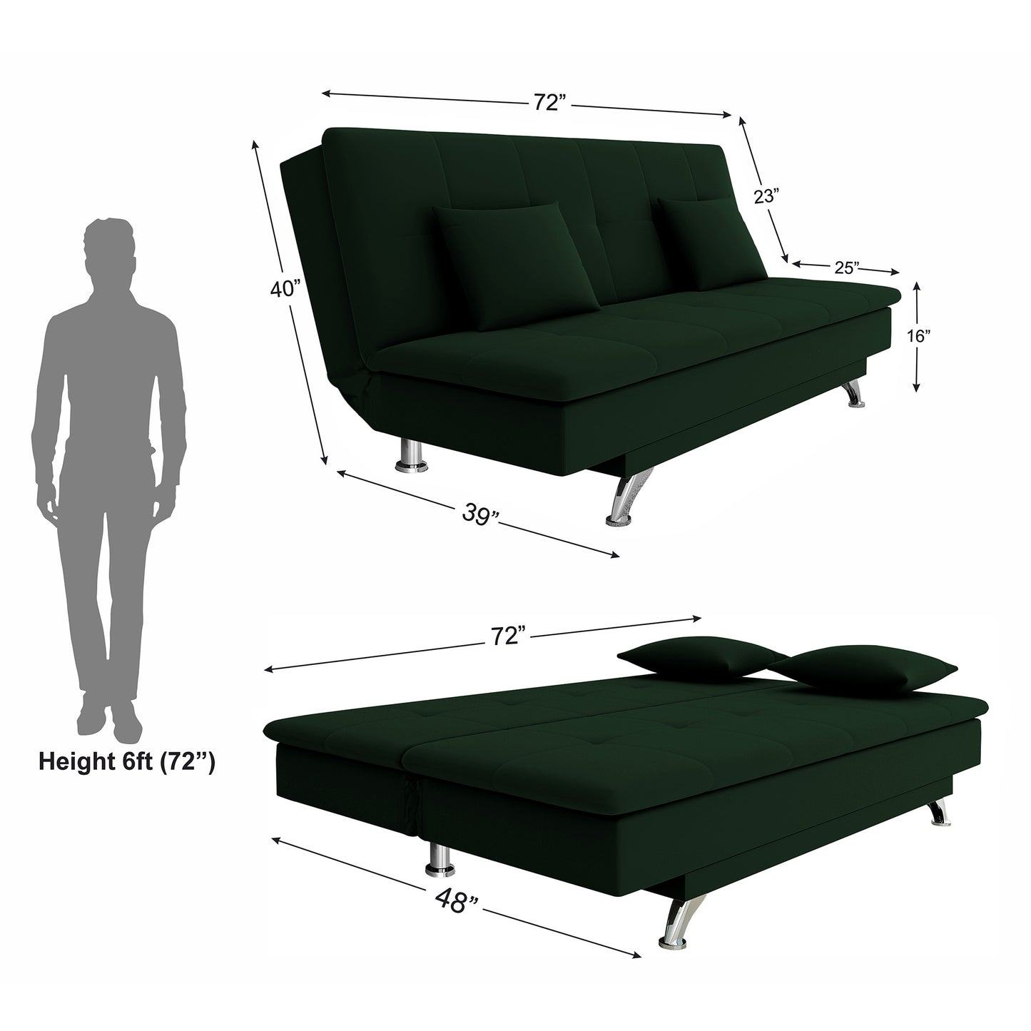 Adorn India A New Aspen 3 Seater Sofa Cum Bed 4X6