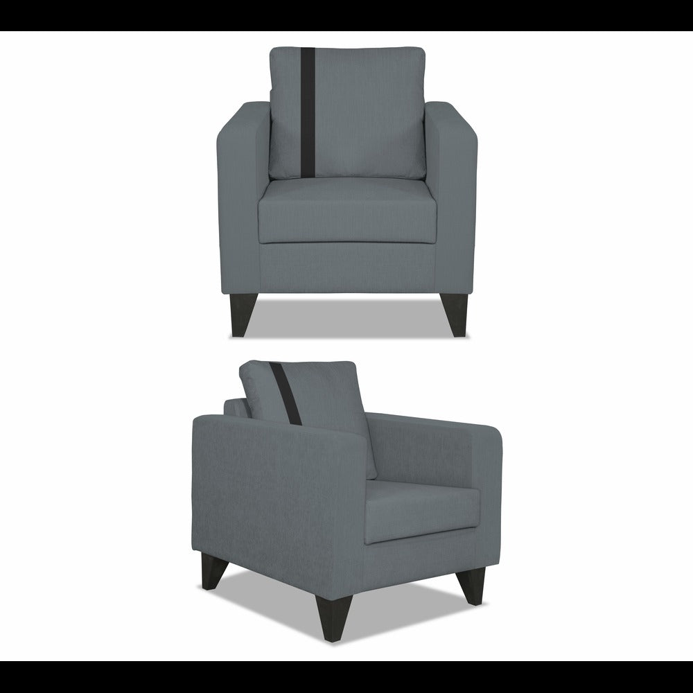 Adorn India Chandler Plus 3+2+1 6 Seater Sofa Set (Grey) (3 Year Warranty)