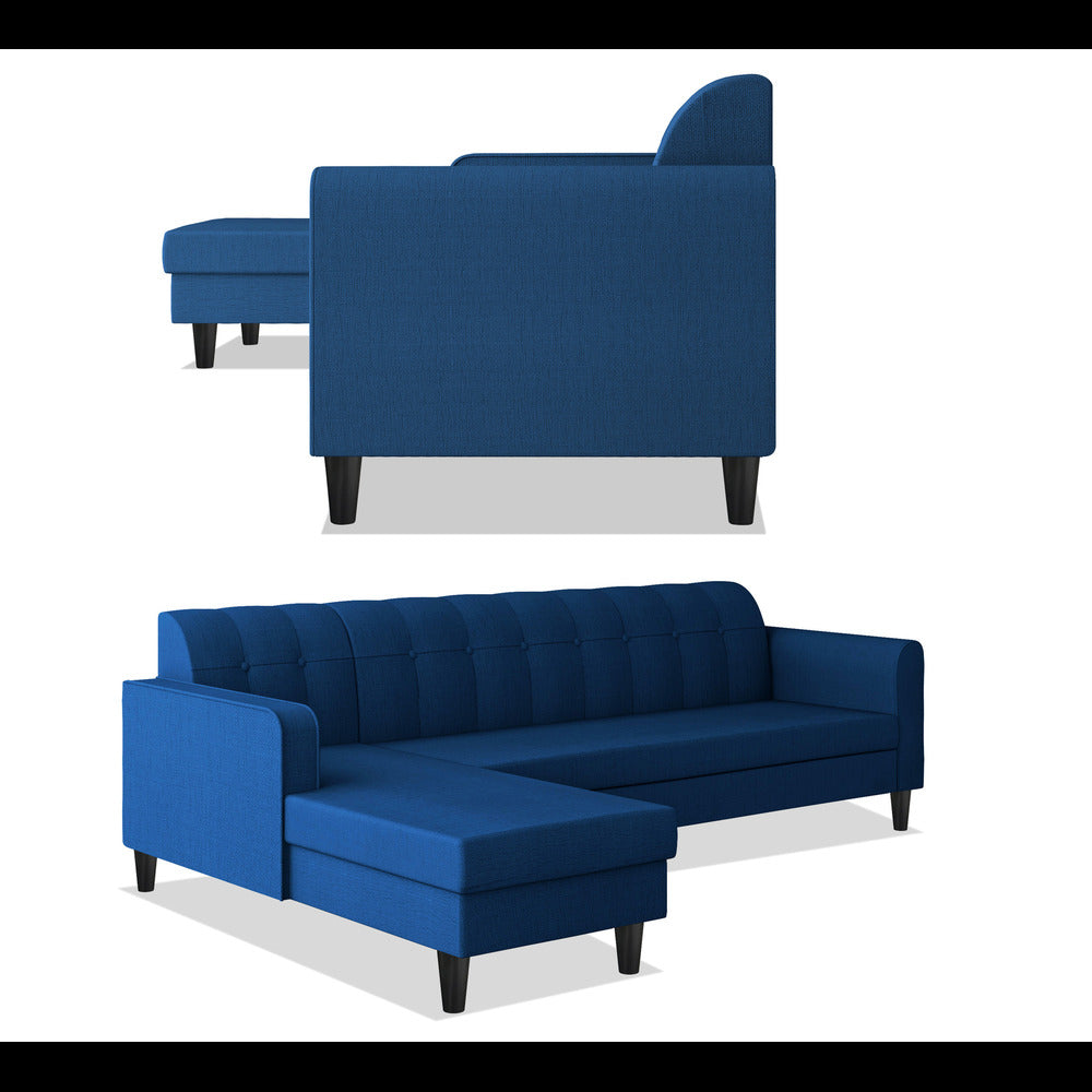 Adorn India Rio Elegant L Shape 6 Seater Sofa Set (LHS) (Blue) (3 Year Warranty)