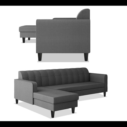Adorn India Rio Elegant L Shape 6 Seater Sofa Set (Lhs) (Grey) (3 Year Warranty)