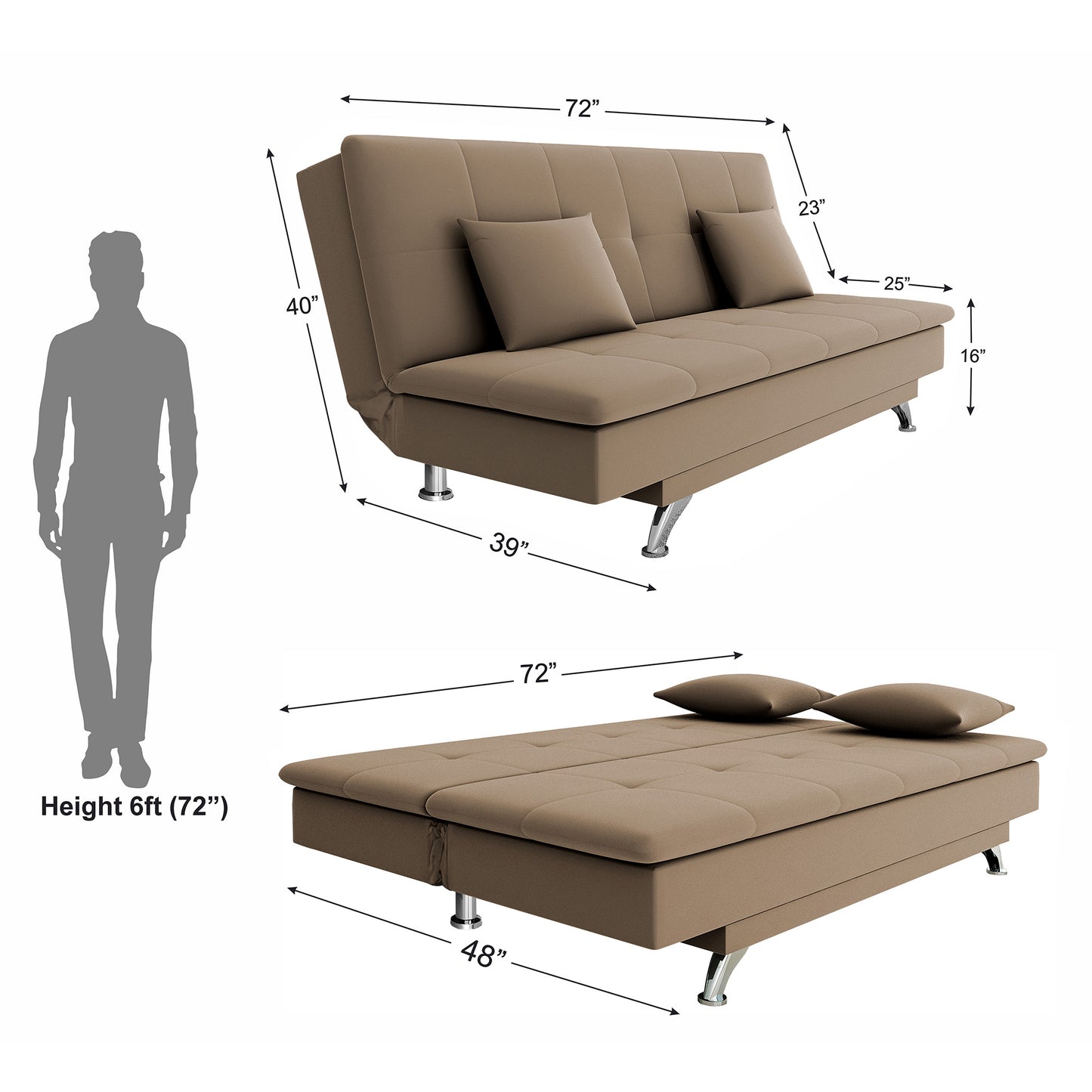 Adorn India A New Aspen 3 Seater Sofa Cum Bed 4X6