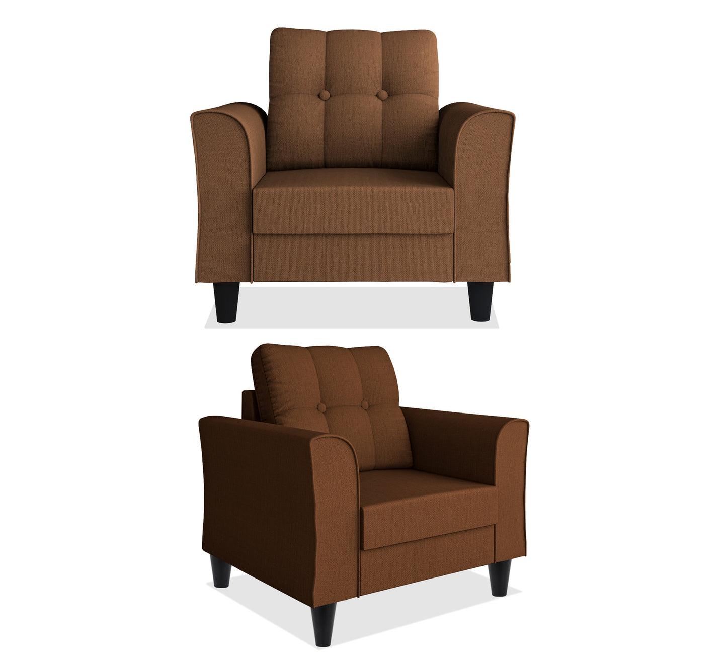 Adorn India Maddox Tufted 3-1-1 5 Seater Sofa Set (Brown) (3 Year Warranty)