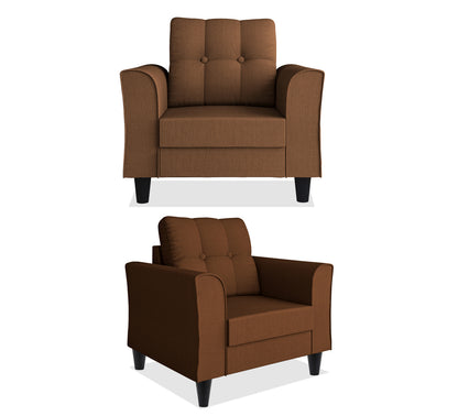 Adorn India Maddox Tufted 3-1-1 5 Seater Sofa Set (Brown) (3 Year Warranty)