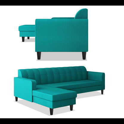 Adorn India Rio Elegant L Shape 6 Seater Sofa Set (Lhs) (Aqua Blue) (3 Year Warranty)