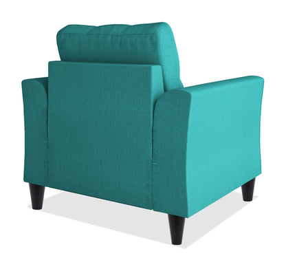 Adorn India Maddox Tufted 1 Seater Sofa (Aqua Blue) (3 Year Warranty)