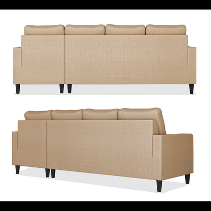 Adorn India Chandler Plain L Shape 6 Seater Sofa Set RHS (Beige) (3 Year Warranty)