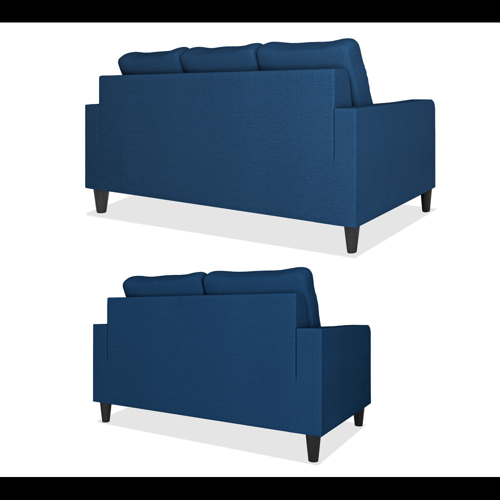 Adorn India Chandler Decent 3+2 5 Seater Sofa Set (Blue) (3 Year Warranty)