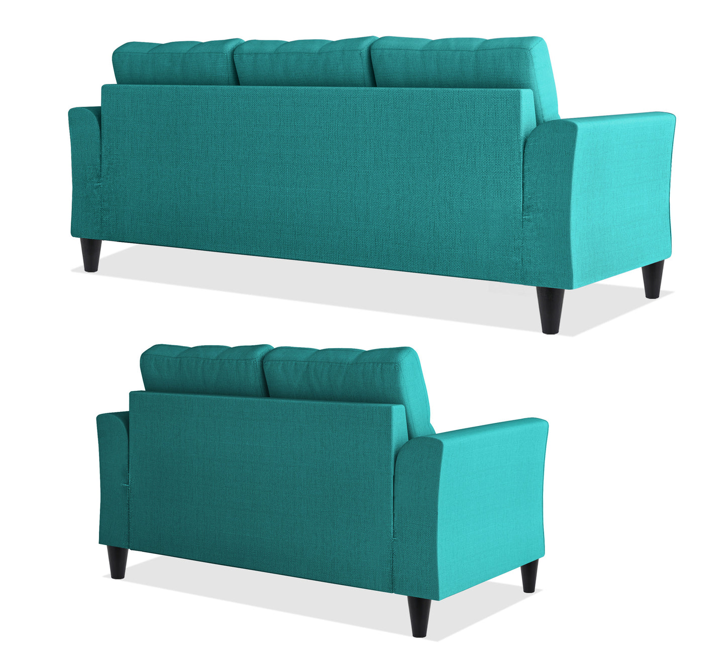 Adorn India Maddox Tufted 5 Seater 3+2 Sofa Set (Aqua Blue) (3 Year Warranty)