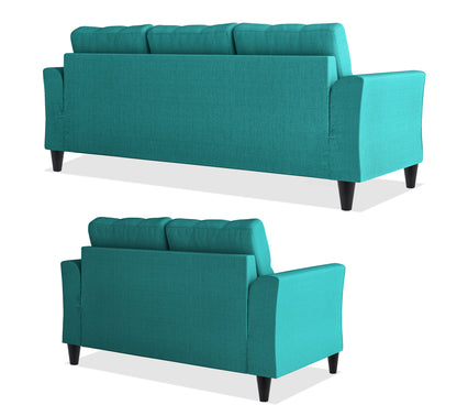 Adorn India Maddox Tufted 5 Seater 3+2 Sofa Set (Aqua Blue) (3 Year Warranty)