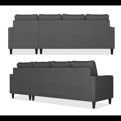 Adorn India Chandler Plain L Shape 6 Seater Sofa Set RHS (Grey) (3 Year Warranty)