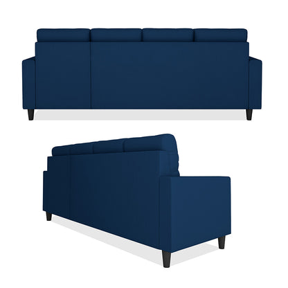 Adorn India Darcy L Shape 6 Seater Sofa Set (RHS) (Blue) (3 Year Warranty)