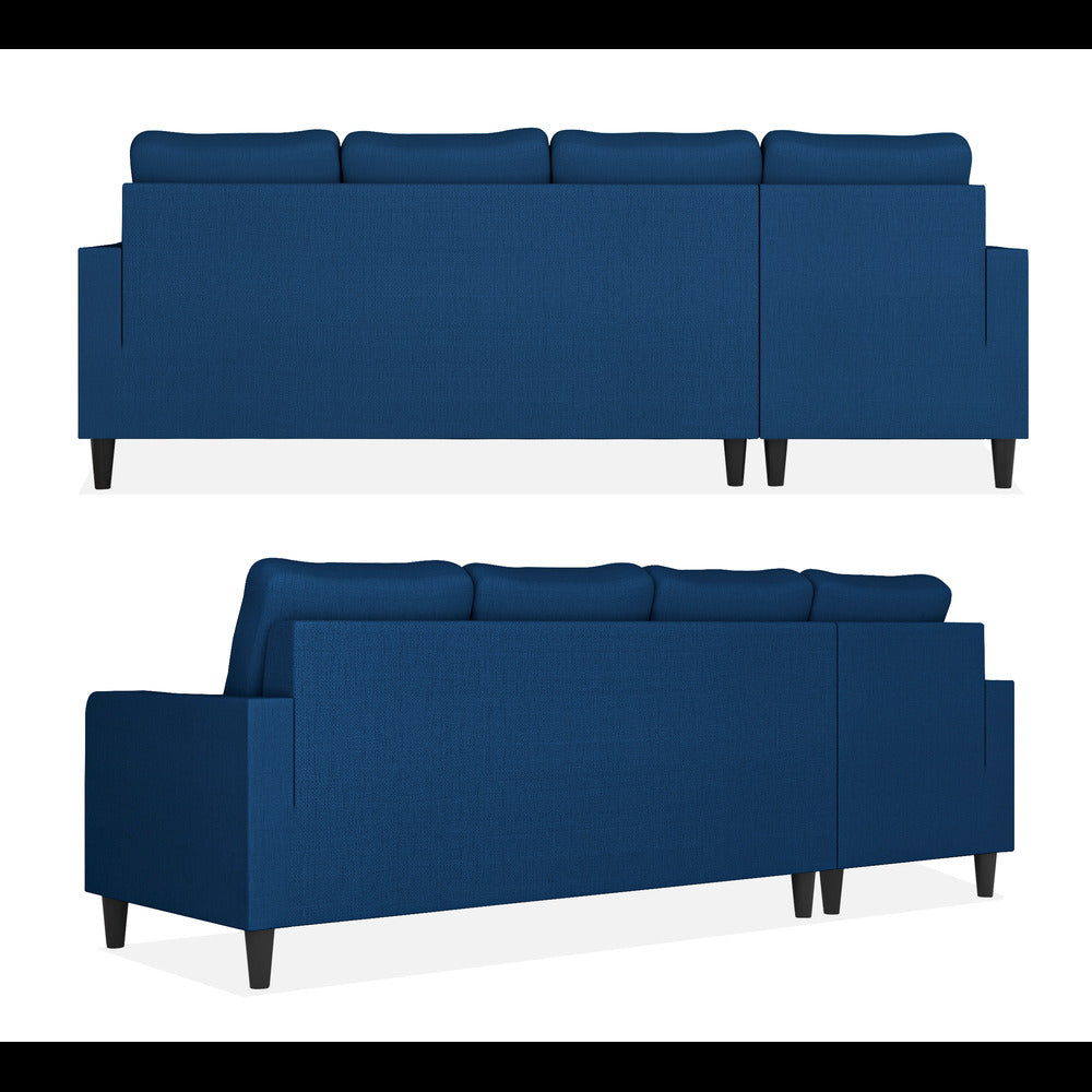 Adorn India Chandler Plain L Shape 6 Seater Sofa Set Lhs (Blue) (3 Year Warranty)