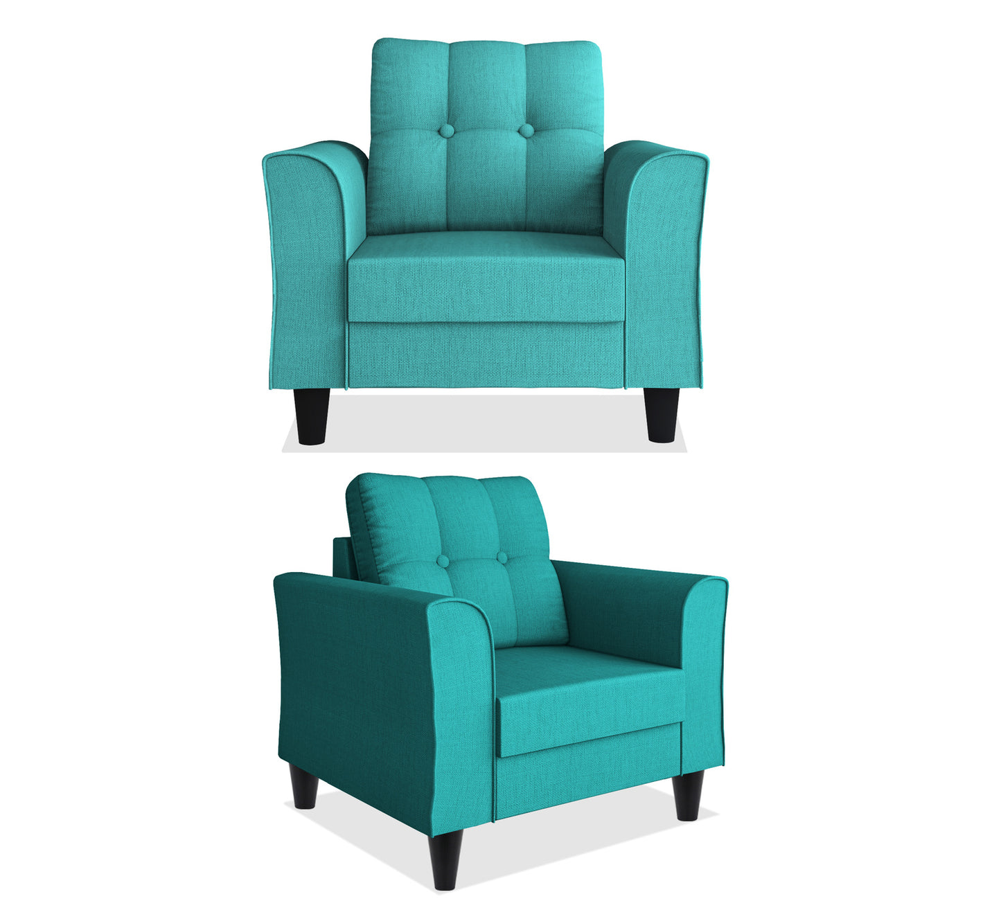 Adorn India Maddox Tufted 3+2+1 6 Seater Sofa Set (Aqua Blue) (3 Year Warranty)