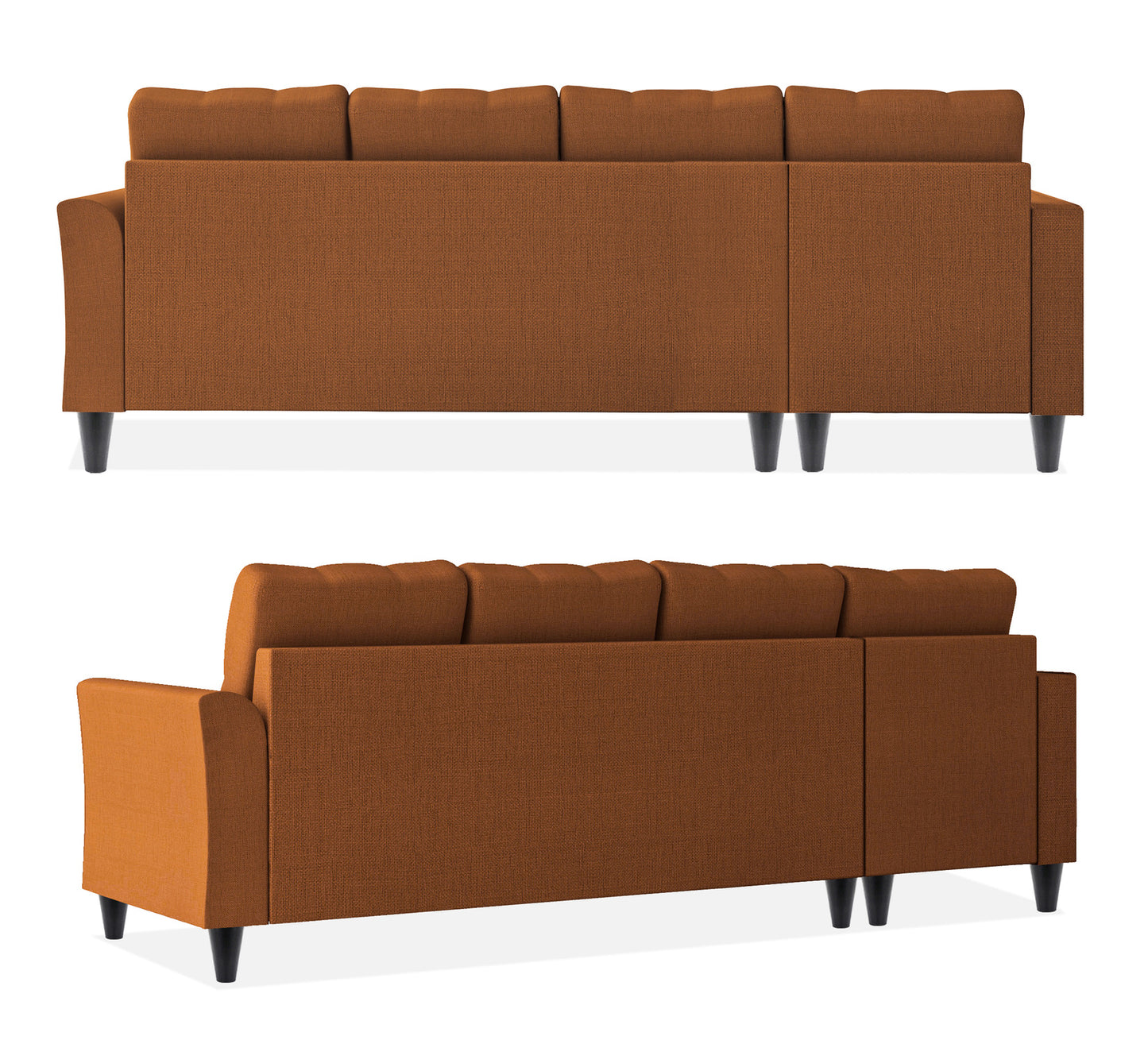 Adorn India Maddox Tufted L Shape 6 Seater Sofa Set LHS (Rust) (3 Year Warranty)