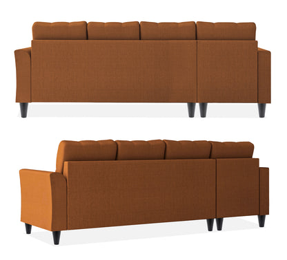 Adorn India Maddox Tufted L Shape 6 Seater Sofa Set LHS (Rust) (3 Year Warranty)