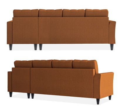 Adorn India Maddox Tufted L Shape 5 Seater Sofa Set RHS (Rust) (3 Year Warranty)