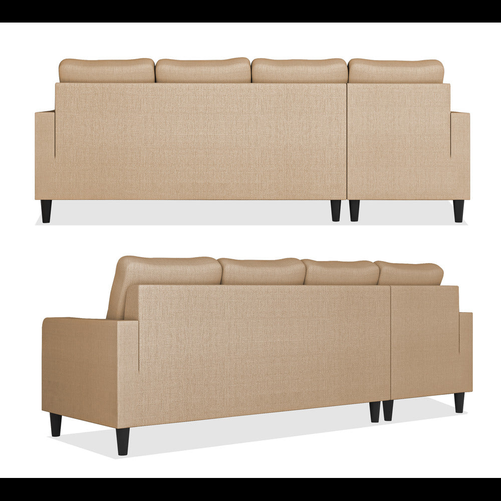 Adorn India Chandler Plain L Shape 6 Seater Sofa Set Lhs (Beige) (3 Year Warranty)