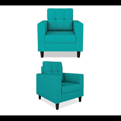 Adorn India Darcy 3+1+1 5 Seater Sofa Set (Aqua Blue) (3 Year Warranty)