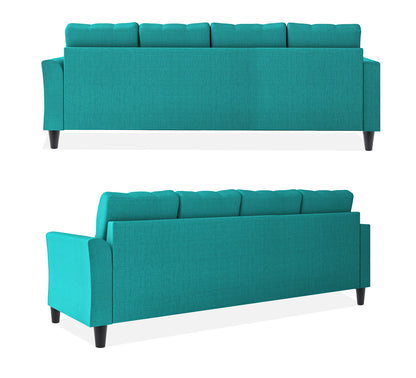 Adorn India Maddox Tufted L Shape 5 Seater Sofa Set LHS (Aqua Blue) (3 Year Warranty)