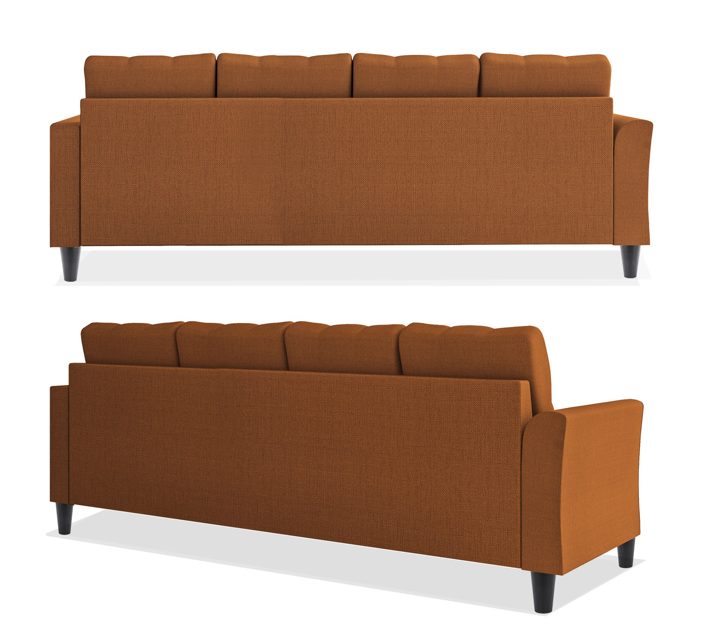Adorn India Maddox Tufted L Shape 6 Seater Sofa Set RHS (Rust) (3 Year Warranty)