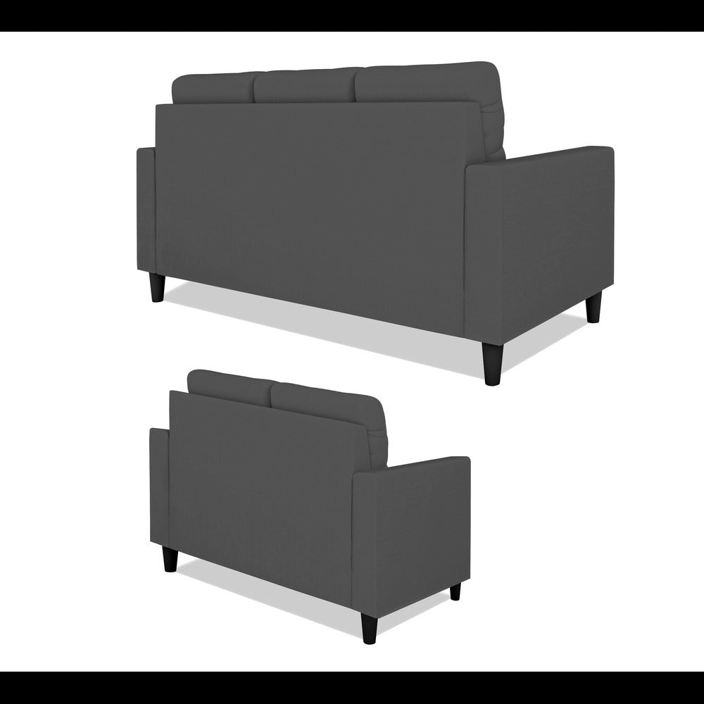 Adorn India Darcy 3+2 5 Seater Sofa Set (Grey) (3 Year Warranty)