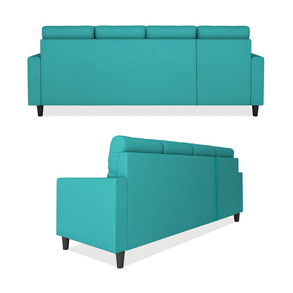Adorn India Darcy L Shape 6 Seater Sofa Set (LHS) (Aqua Blue) (3 Year Warranty)