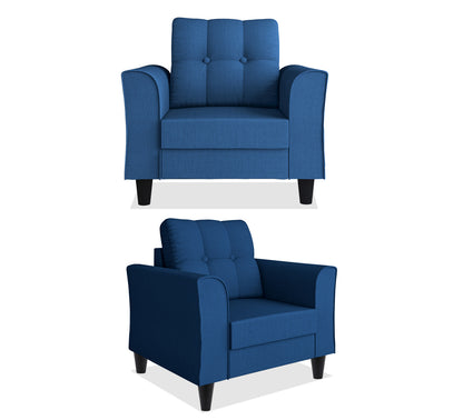 Adorn India Maddox Tufted 3+2+1 6 Seater Sofa Set (Blue) (3 Year Warranty)