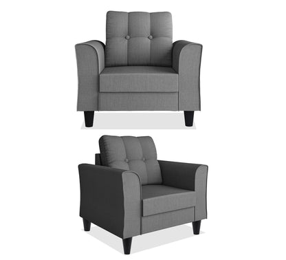 Adorn India Maddox Tufted 3+2+1 6 Seater Sofa Set (Grey) (3 Year Warranty)