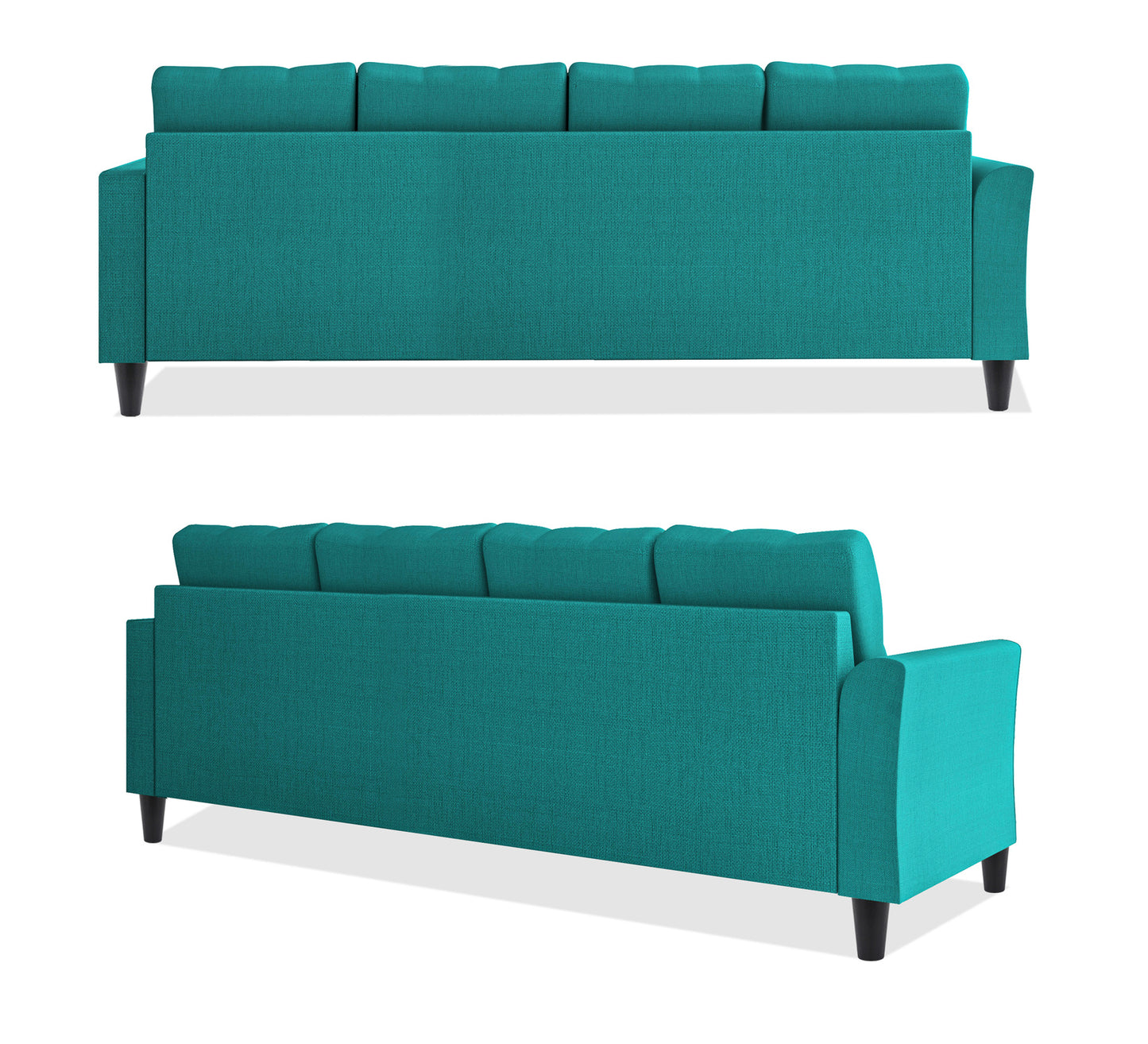 Adorn India Maddox Tufted L Shape 6 Seater Sofa Set RHS (Aqua Blue) (3 Year Warranty)