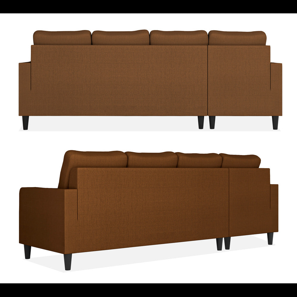 Adorn India Chandler Plain L Shape 6 Seater Sofa Set Lhs (Brown) (3 Year Warranty)