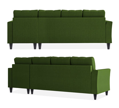 Adorn India Maddox Tufted L Shape 5 Seater Sofa Set RHS (Green) (3 Year Warranty)