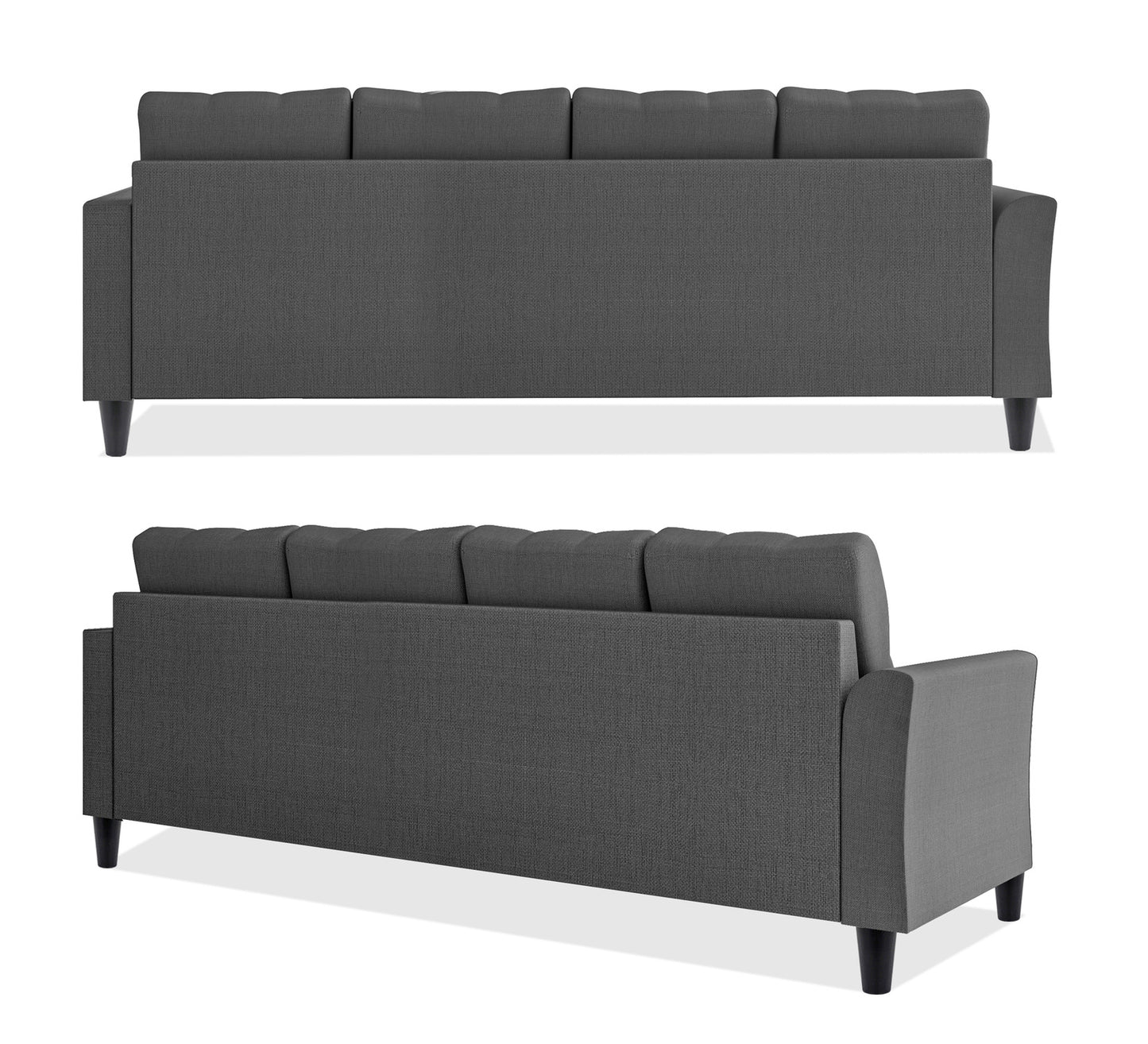 Adorn India Maddox Tufted L Shape 5 Seater Sofa Chenille Sofa Set RHS (Grey) (3 Year Warranty)