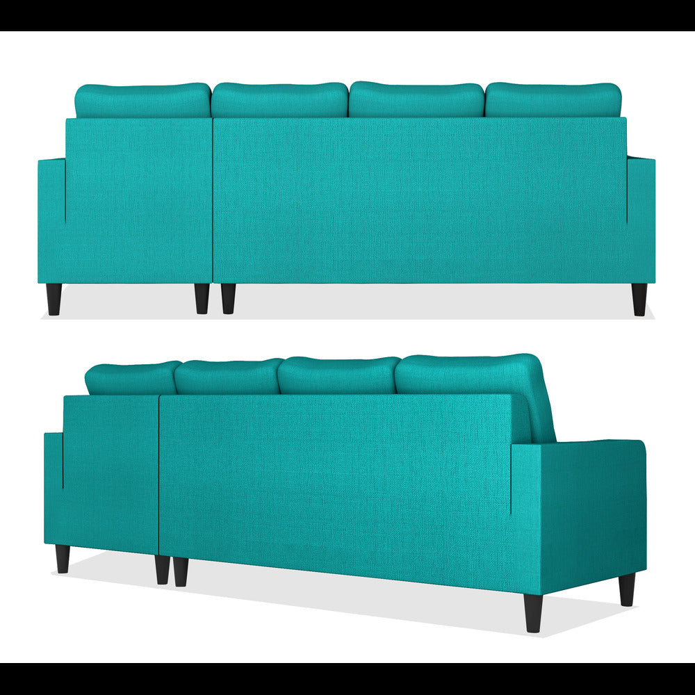 Adorn India Chandler Plain L Shape 6 Seater Sofa Set RHS (Aqua Blue) (3 Year Warranty)