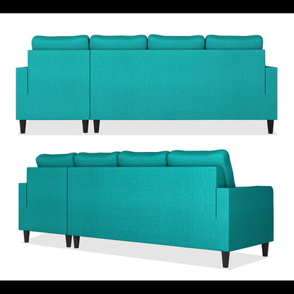 Adorn India Chandler Plain L Shape 6 Seater Sofa Set RHS (Aqua Blue) (3 Year Warranty)