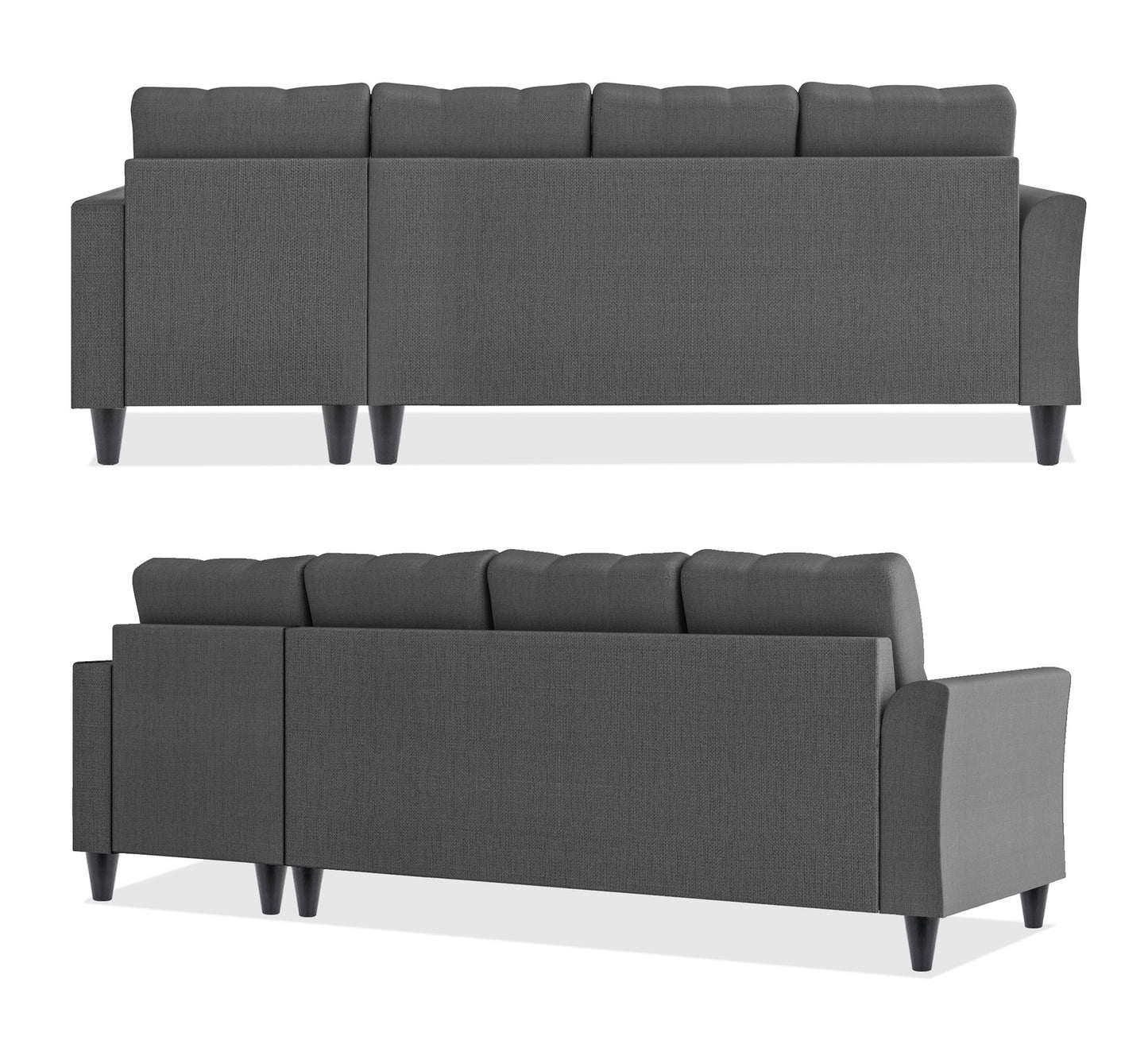 Adorn India Maddox Tufted L Shape 6 Seater Sofa Set RHS (Grey) (3 Year Warranty)