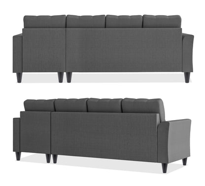 Adorn India Maddox Tufted L Shape 6 Seater Sofa Set RHS (Grey) (3 Year Warranty)