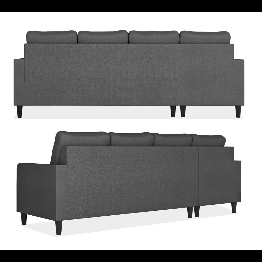 Adorn India Chandler Plain L Shape 6 Seater Sofa Set Lhs (Grey) (3 Year Warranty)
