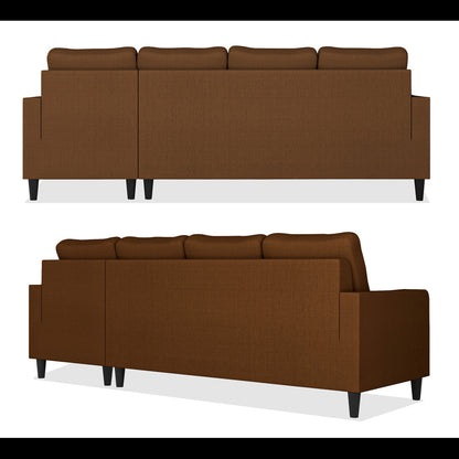 Adorn India Chandler Plain L Shape 6 Seater Sofa Set RHS (Brown) (3 Year Warranty)