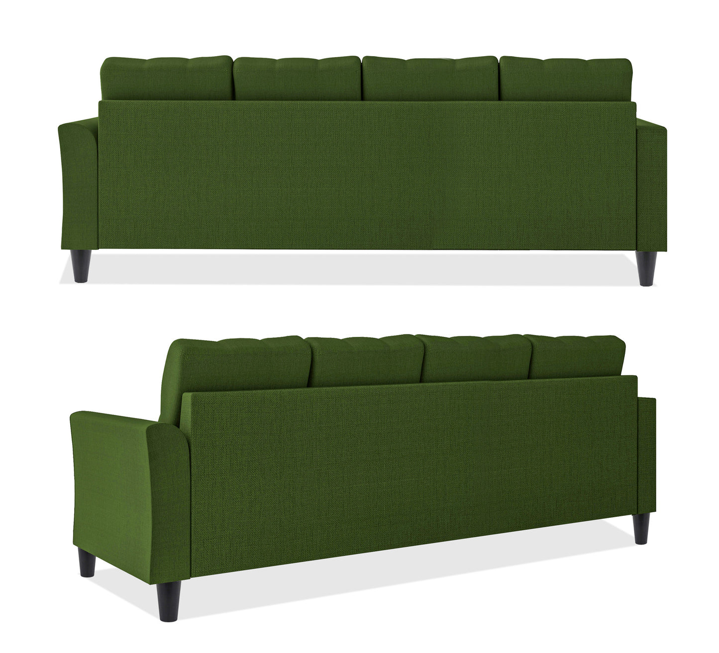 Adorn India Maddox Tufted L Shape 5 Seater Sofa Set LHS (Green) (3 Year Warranty)