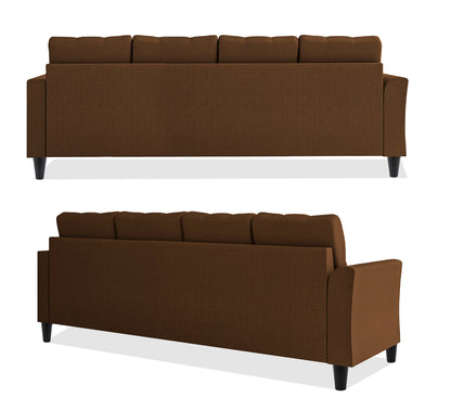 Adorn India Maddox Tufted L Shape 6 Seater Sofa Set RHS (Brown) (3 Year Warranty)