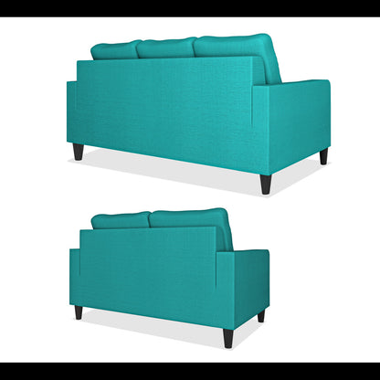 Adorn India Chandler Decent 3+2 5 Seater Sofa Set (Aqua Blue) (3 Year Warranty)