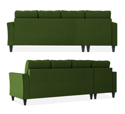 Adorn India Maddox Tufted L Shape 6 Seater Sofa Set LHS (Green) (3 Year Warranty)