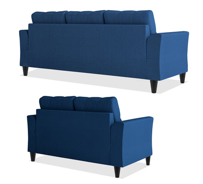 Adorn India Maddox Tufted 5 Seater 3+2 Sofa Set (Blue) (3 Year Warranty)